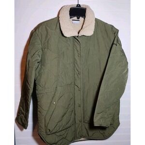 Columbia Birchwood Quilted Sherpa‎ Jacket Coat Stone Green Women's Size S Small